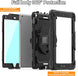 for Ipad 6Th/5Th Generation Case 9.7 Inch, Full-Body Shockproof Heavy Duty Protective Case with Screen Protector, Rotating Stand/Hand/Shoulder Strap for Ipad Air 2/ Pro 9.7, Black