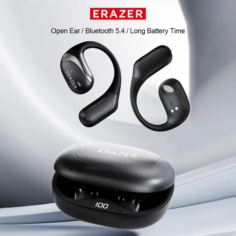 ERAZER True Wireless Open Ear Earphones Bluetooth 5.4 ENC Noise Cancelling Headphones Hifi Sound Touch Control 84Hours Long Playtime Not in Ear Earphones Waterproof over Ear Wireless Headset for Working Music Movie Electronic Audio& Video Earbuds