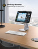 Tablet Stand, Adjustable Tablet Holder Dock - 360 Degree Rotating Tablet Mount, Desktop Tablet Dock, Compatible with Ipad Pro, Mini, Air, Galaxy Tabs, Kindle and 5.5-8.6" Wide Tablet - Silver