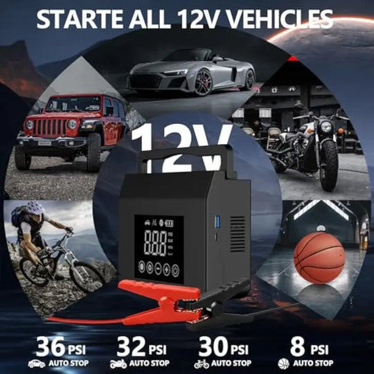 【Akwllby】Portable Car Jump Starter with Air Compressor, Capapro 150PSI 4000A Fast Battery Jump Starter Charger with Digital Tire Inflator, Pack with Type-C Quick Charge Powerbank Batteryjumper