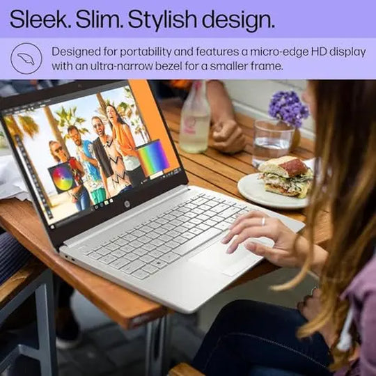 HP Stream 14 Inch Laptop for Student and Business, Intel Quad-Core N4120 Processor, up to 16GB RAM, 320GB Storage（No SD Port）, 1-Year Office 365, Webcam, Wi-Fi, Win 11 S, Silver,Bundle with Folding Mouse