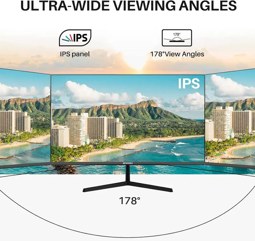 Sansui Monitors 22/24/27 Inch 75Hz/75Hz/100Hz IPS FHD DP/HDMI/VGA Tilt Adjustable for Working and Gaming(Hdmi Cable Included) Laptop Laptop Laptop