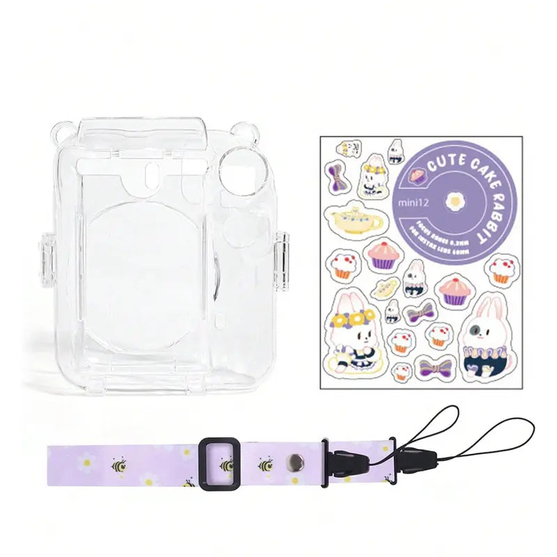 Handheld Polaroid Camera Bag Set, 1 Count Camera Protector Cover with Cute Cartoon Sticker & Lanyard, Suitable for Polaroid Mini12 Camera, Camera Protection Accessories