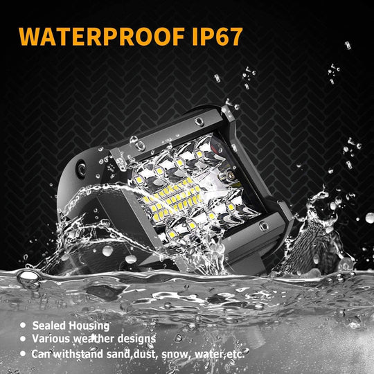LED Pods , 4 Inch 60W Led Light Bar Spot Flood Combo off Road LED Fog Lights Triple Row Led Work Lights for Jeep Trucks Polaris Boats Pickup UTV ATV,4 Pack