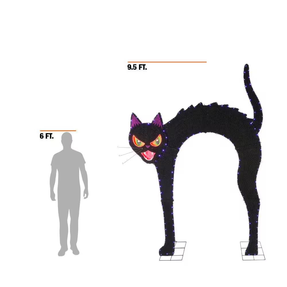 9.5 Ft. Halloween Classics Giant-Sized Color Changing LED Black Cat Archway H40