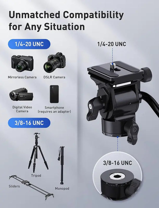 Progearx 73″ Camera Tripod, Professional Complete Tripod with 360°Fluid Head, QR Plate, Robust Aluminium Alloy Body, Carrying Bag, Video Tripod for Camera, DSLR, SLR, Canon, Nikon, Binoculars