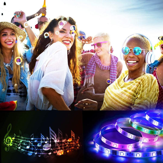 Battery Powered LED Strip Lights 13.2Ft, LED Lights Battery Operated Color Changing Music Sync App Remote Control RGB USB Led for TV, Party, Room Decoration