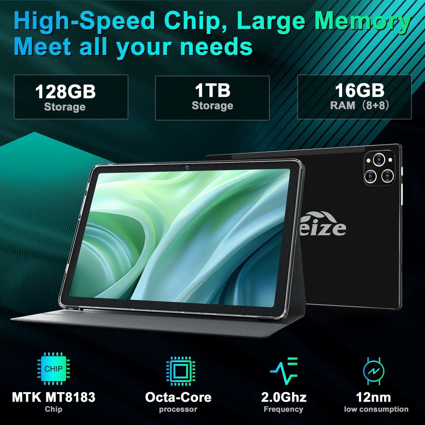 13 Tablet,10Inch 2025 Newest Tablet,Octa-Core Processor with 16GB (8+8 Expand) RAM+128GB ROM+1TB Expand,2.4G/5G Wifi Tablet with Keyboard,1920 * 1200 IPS Display Laptop Tablet,Black