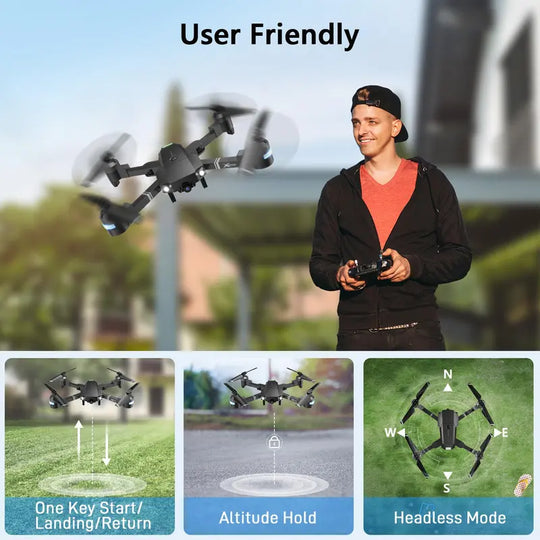 Drone with Camera for Adults, ATTOP 2K Live Video Camera Drone for Beginner Friendly with 1 Key Fly/Land/Return, Remote/Voice/Gesture/Gravity Control, FPV Drone W/ Safe Emergency Stop, 360° Flip, VR Mode, Carrying Case, 2 Batteries