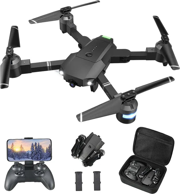 Drone with Camera for Adults, ATTOP 2K Live Video Camera Drone for Beginner Friendly with 1 Key Fly/Land/Return, Remote/Voice/Gesture/Gravity Control, FPV Drone W/ Safe Emergency Stop, 360° Flip, VR Mode, Carrying Case, 2 Batteries