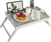 Extra Large Wood Bed Tray, Lap Desk with Phone Holder - Fits up to 17.3 Inch Laptops and Most Tablets - Calming Gray - Style No. 78105