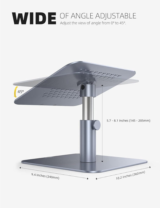 Laptop Stand, Swivel Computer Holder Multi-Angle Height Adjustable, Ergonomic 360 Rotating Notebook Desk Riser, Compatible with 10-17" Laptop, Such as Macbook Air Pro, Dell XPS, HP, Gray