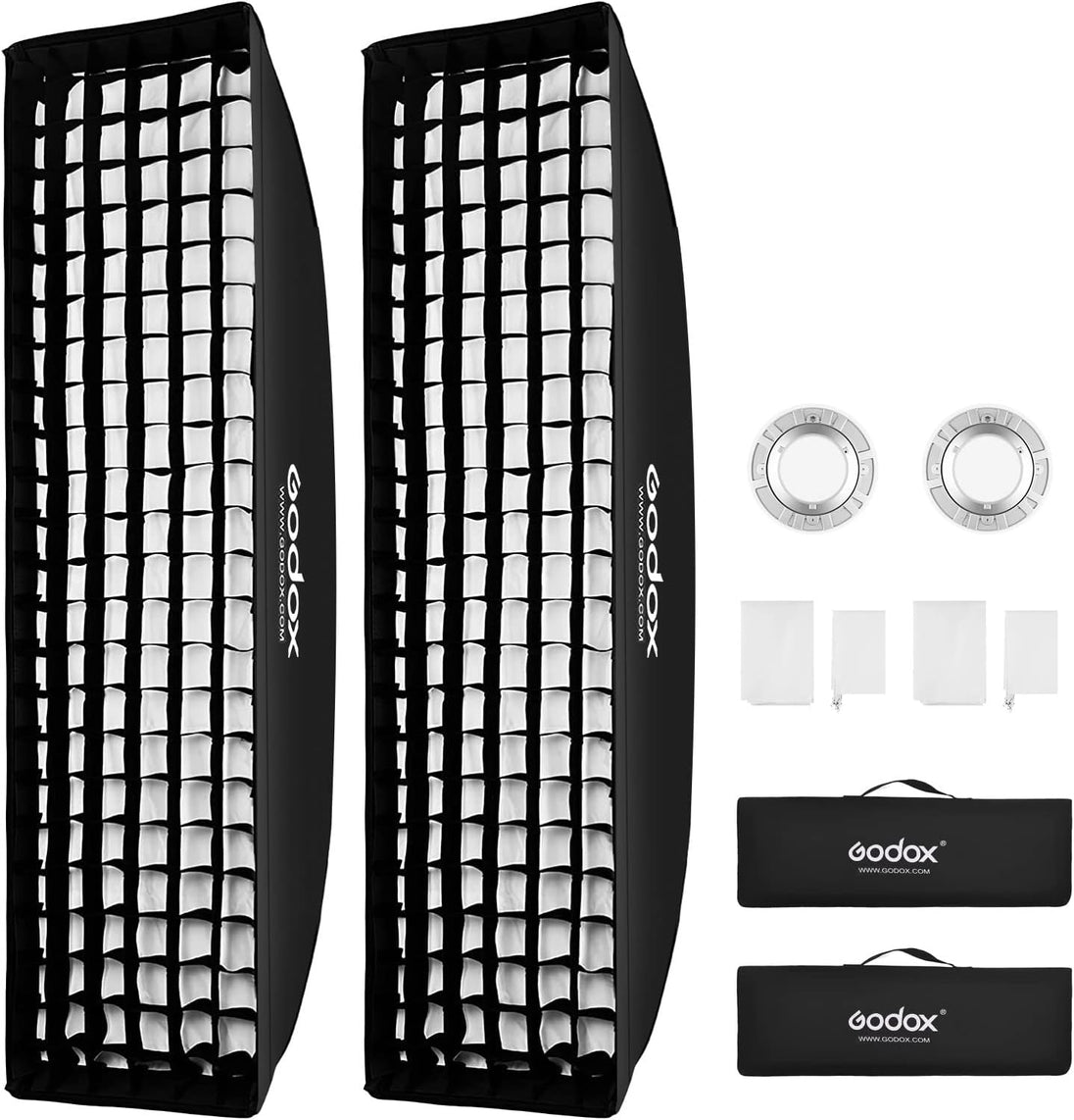 13 X 63 Inch Strip Beehive Honeycomd Grid Softbox with Bowens Mount Speedring Compatible for  Studio Flash and Other Strobe Lighting&Carry Bag(2Pcs) (35 X 160Cm)