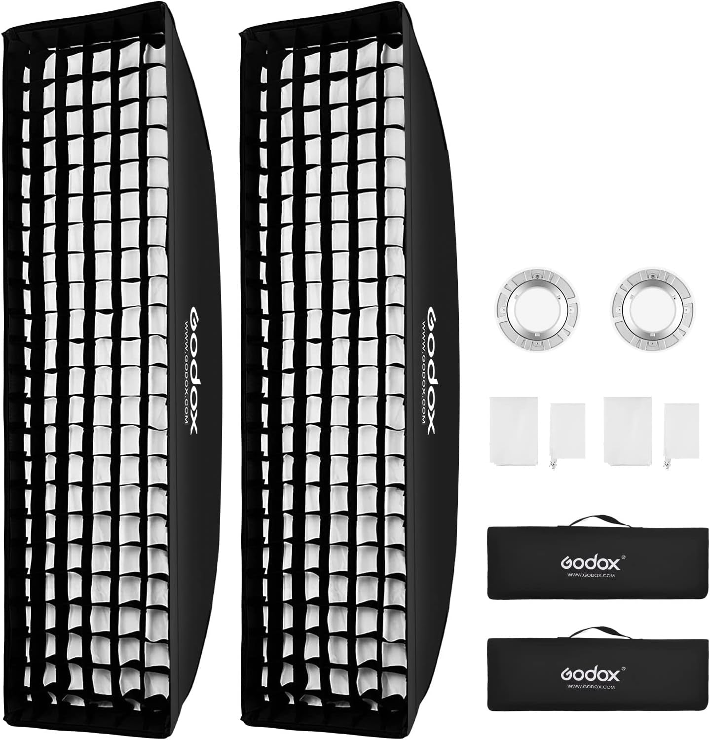 13 X 63 Inch Strip Beehive Honeycomd Grid Softbox with Bowens Mount Speedring Compatible for  Studio Flash and Other Strobe Lighting&Carry Bag(2Pcs) (35 X 160Cm)