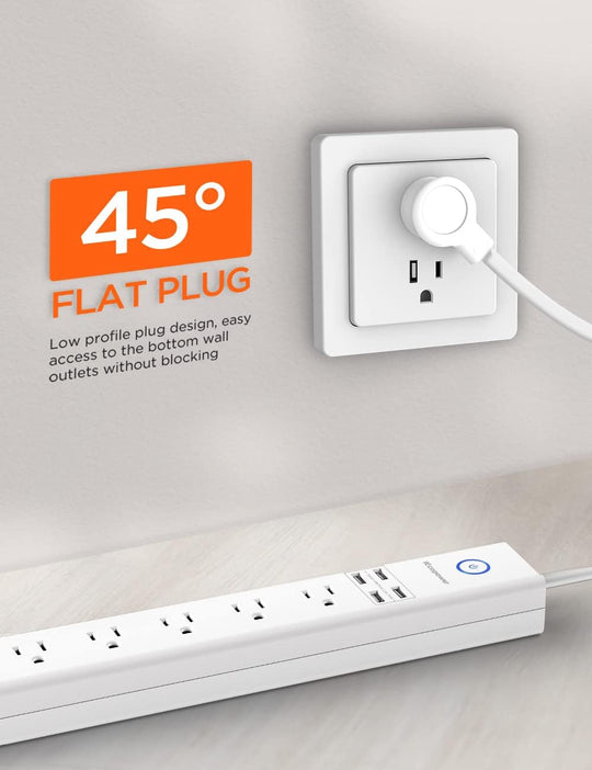 Power Strip with 10 Feet,  Surge Protector with 6 AC Outlets and 4 USB Ports, 10 Ft Extension Cord for for Home, Office, Dorm Essentials, 2100 Joules, ETL Listed (White)