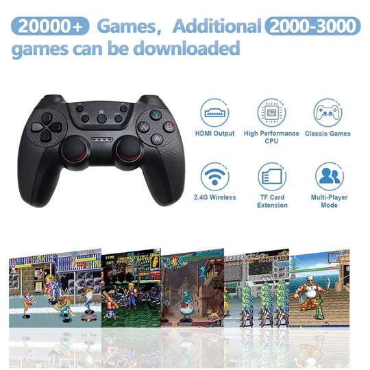 4K Wireless Retro Game Console - Retro Play Game Stick,Nostalgia Stick Game,40+ Classic Emulators,4K HDMI Output,Plug and Play Video Game Stick Built in 40000+ Games with 2.4G Wireless Controllers(128G)