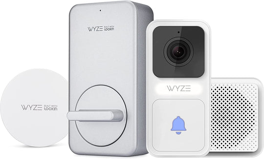 Lock & Video Doorbell W/Chime Bundle, Wi-Fi & Bluetooth Enabled Smart Lock W/Companion Wired IP65 Video Doorbell, 3:4 Head-To-Toe 1080P HD, Wireless & Keyless Unlock, 2-Way Audio, Night Vision