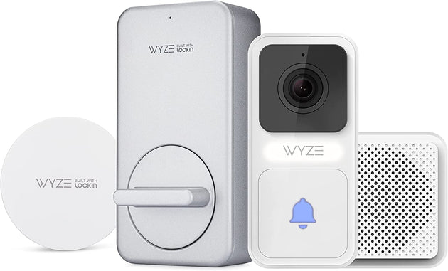 Lock & Video Doorbell W/Chime Bundle, Wi-Fi & Bluetooth Enabled Smart Lock W/Companion Wired IP65 Video Doorbell, 3:4 Head-To-Toe 1080P HD, Wireless & Keyless Unlock, 2-Way Audio, Night Vision