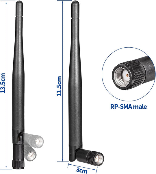Dual Band Wifi Antenna 2.4Ghz 5Ghz 5.8Ghz 3Dbi RP-SMA Male Antenna Replacement (4-Pack) for Wifi Router Wireless Network Card USB Adapter Security IP Camera Video Surveillance Monitor