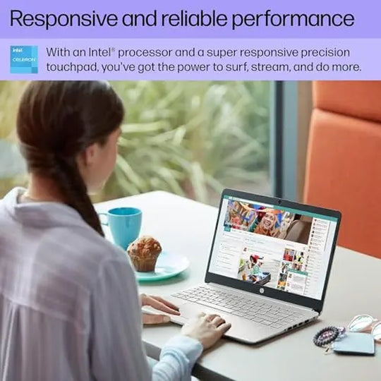 HP Stream 14 Inch Laptop for Student and Business, Intel Quad-Core N4120 Processor, up to 16GB RAM, 320GB Storage（No SD Port）, 1-Year Office 365, Webcam, Wi-Fi, Win 11 S, Silver,Bundle with Folding Mouse