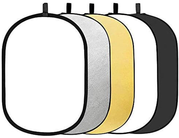 59”X79” 150X200Cm 5-In-1 Collapsible Portable Disc Light Reflector with Bag for Studio and Photography - Gold, Silver, Black, White, Translucent. (Rft05-150X200Cm)