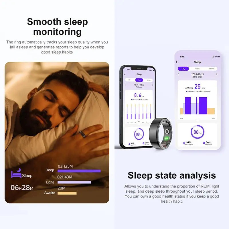 Minimalistic Smart Ring for Iphone, 1 Count Multifunctional Lightweight Smart Ring, Sleep & Heart Rate Monitoring Smart Ring for Women & Men, Smart Rings for Women