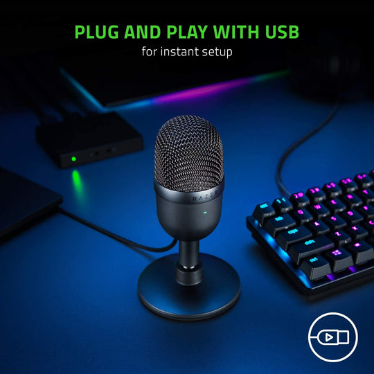 Seiren Mini USB Condenser Microphone for Professional Streaming and Gaming on PC - Superior Recording Quality with Precise Supercardioid Pickup Pattern - Adjustable Stand - Shock Resistant - Classic Black