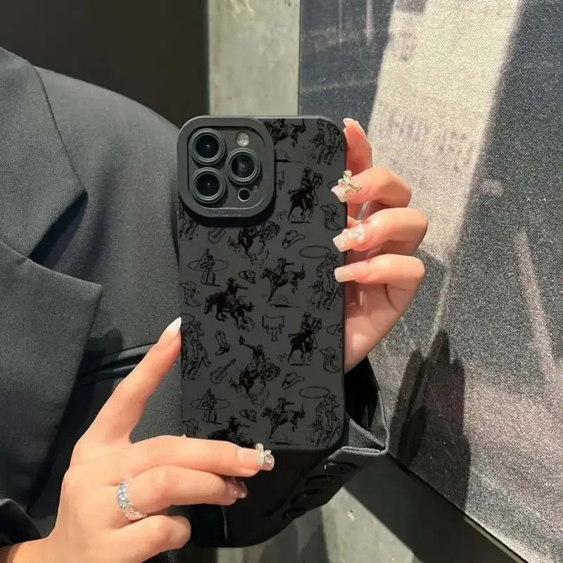 Equestrian Sketched Pattern Phone Case, All-Inclusive & Drop-Resistant Phone Cases Protector, Decorative Phone Cases for Iphone Cases XR XS Max 7 8 plus Iphone 11 Cases Iphone 12 Cases Iphone 13 Cases Iphone 14 Pro Max Case Iphone 15 Pro Max Case