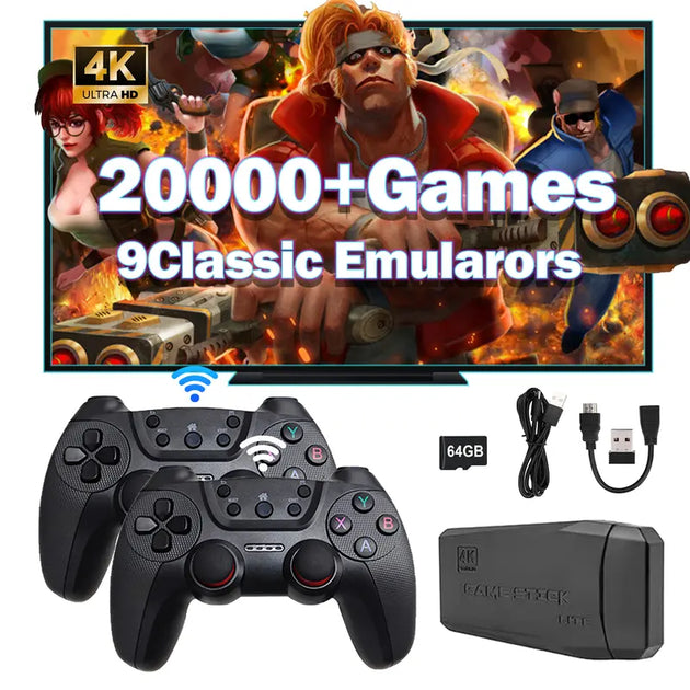 4K Wireless Retro Game Console - Retro Play Game Stick,Nostalgia Stick Game,40+ Classic Emulators,4K HDMI Output,Plug and Play Video Game Stick Built in 40000+ Games with 2.4G Wireless Controllers(128G)