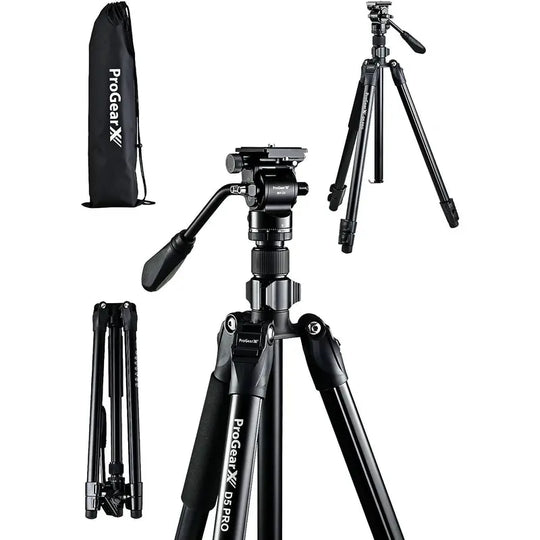 Progearx 73″ Camera Tripod, Professional Complete Tripod with 360°Fluid Head, QR Plate, Robust Aluminium Alloy Body, Carrying Bag, Video Tripod for Camera, DSLR, SLR, Canon, Nikon, Binoculars