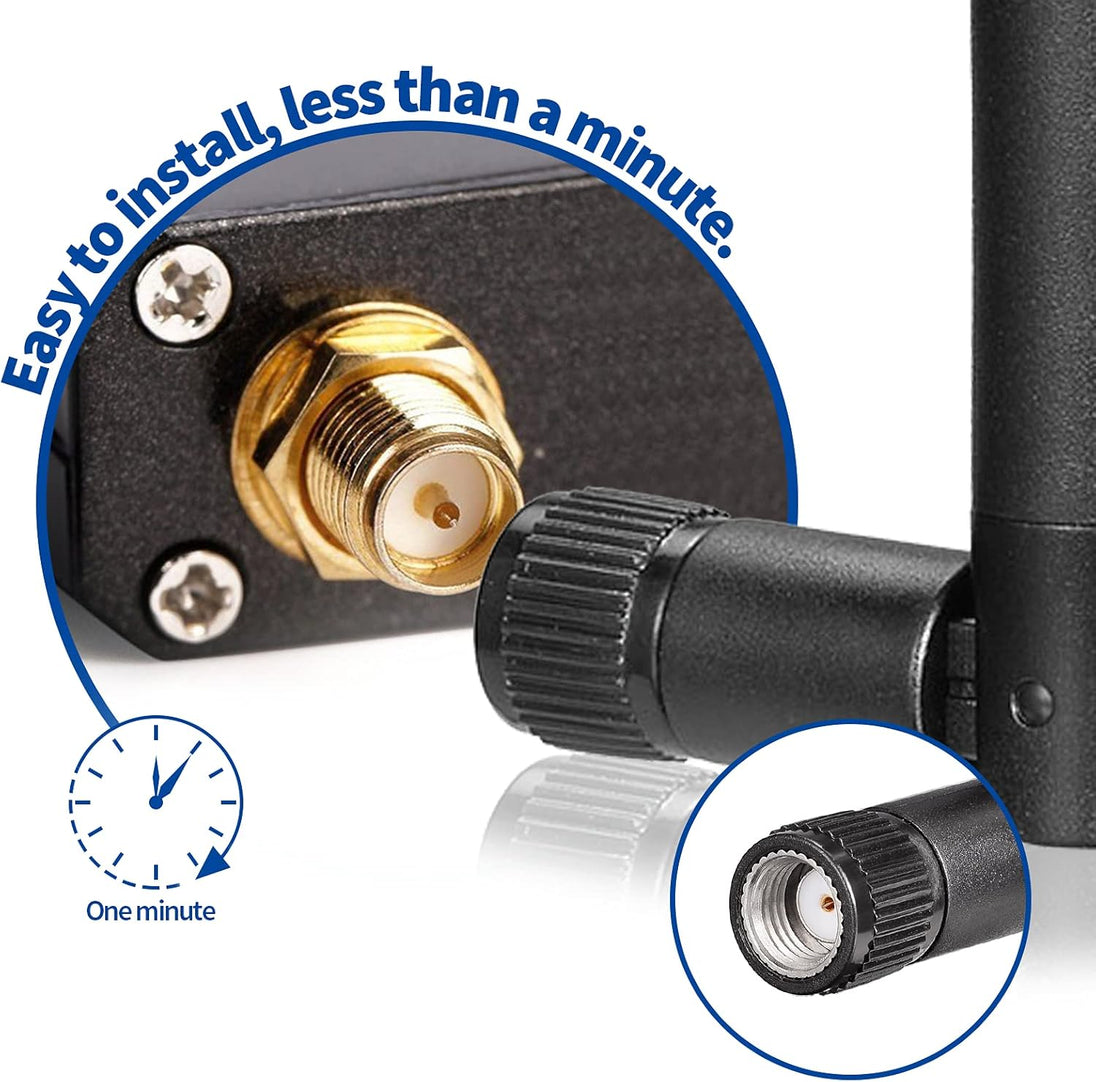 Dual Band Wifi Antenna 2.4Ghz 5Ghz 5.8Ghz 3Dbi RP-SMA Male Antenna Replacement (4-Pack) for Wifi Router Wireless Network Card USB Adapter Security IP Camera Video Surveillance Monitor