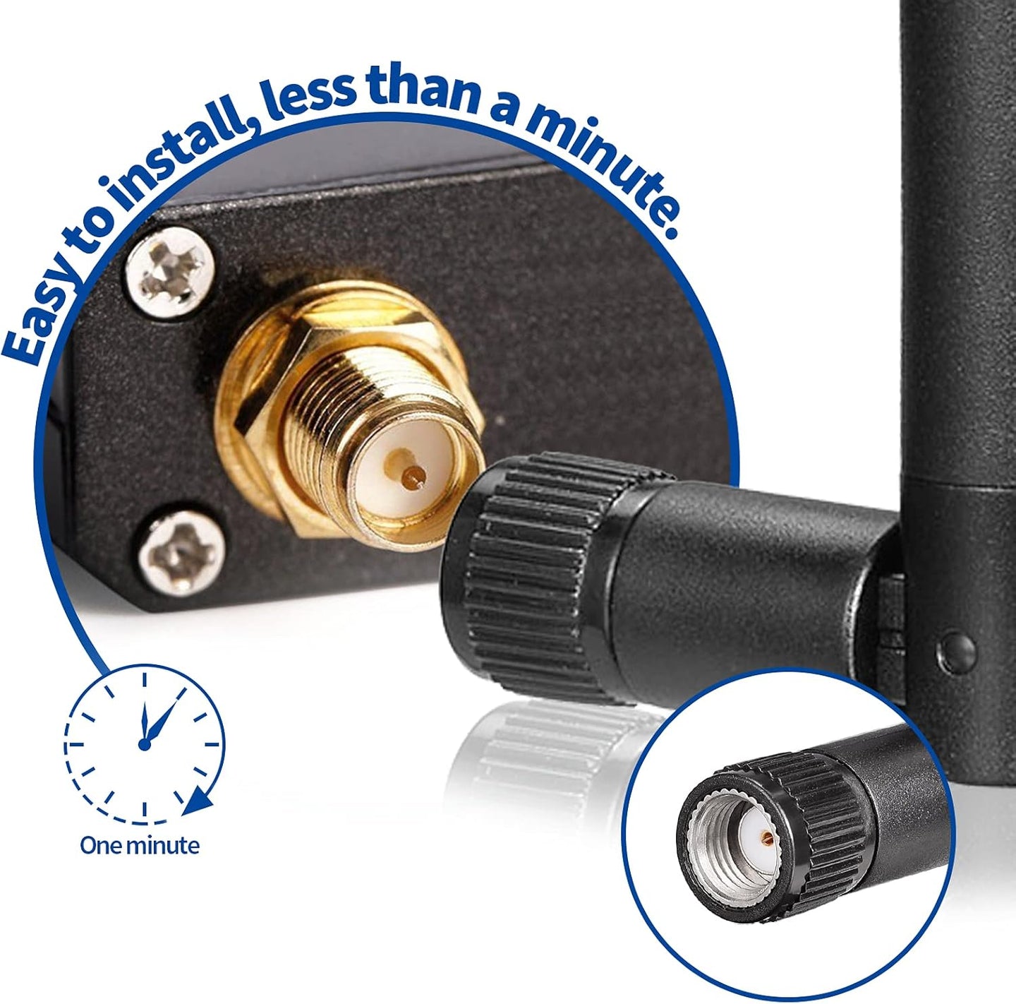 Dual Band Wifi Antenna 2.4Ghz 5Ghz 5.8Ghz 3Dbi RP-SMA Male Antenna Replacement (4-Pack) for Wifi Router Wireless Network Card USB Adapter Security IP Camera Video Surveillance Monitor