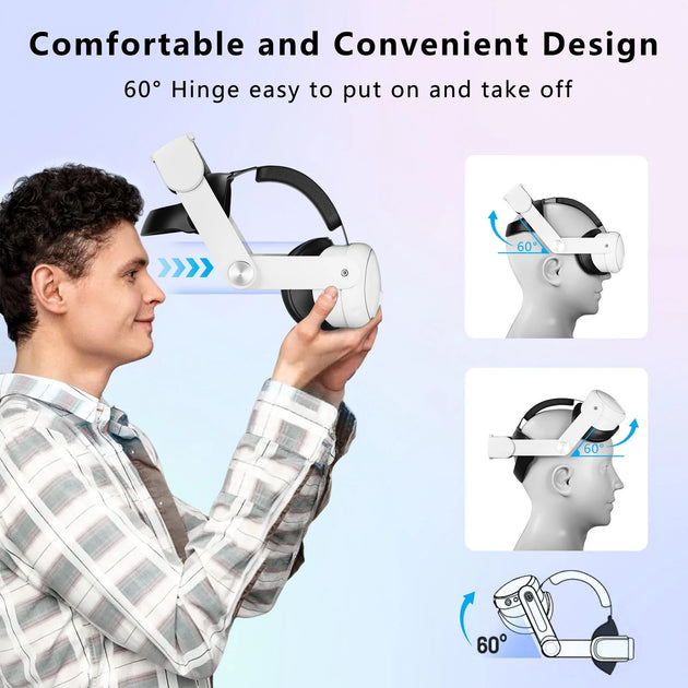 VR Head Support for Meta Oculus Quest 3 Headset Glasses - Comfortable, Replaceable, Adjustable Head Strap - VR Accessories for Enhanced Immersive Experience-White