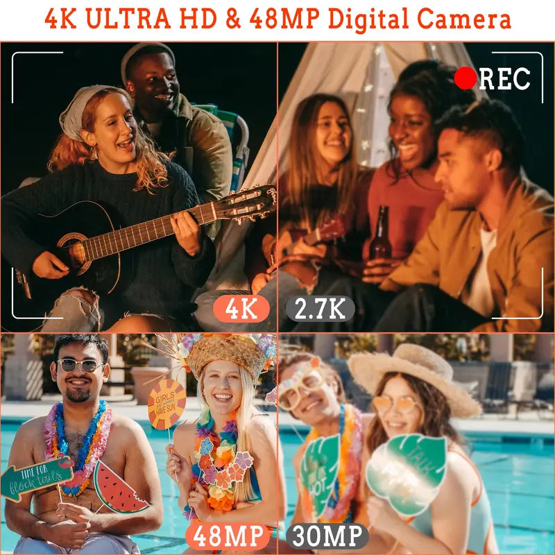 Autofocus Digital Camera for Photography & Video, 48MP 4K Vlogging Camera with 180° Flip Screen, Camera for Vlogging, Camera for Pictures, 3-Inch Compact Digital Cameras with 16X Digital Zoom, 32GB TF Card