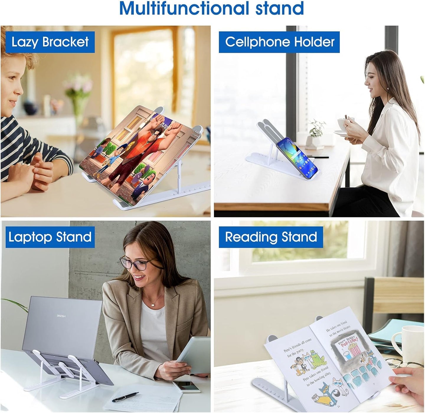 Portable Laptop Stand, 8 Angles Foldable Laptop Riser, Easy to Carry Computer Stand for Travel, Compatible with Macbook Air Pro, HP, Lenovo, Dell & All 10 to 15.6 Inches Laptops
