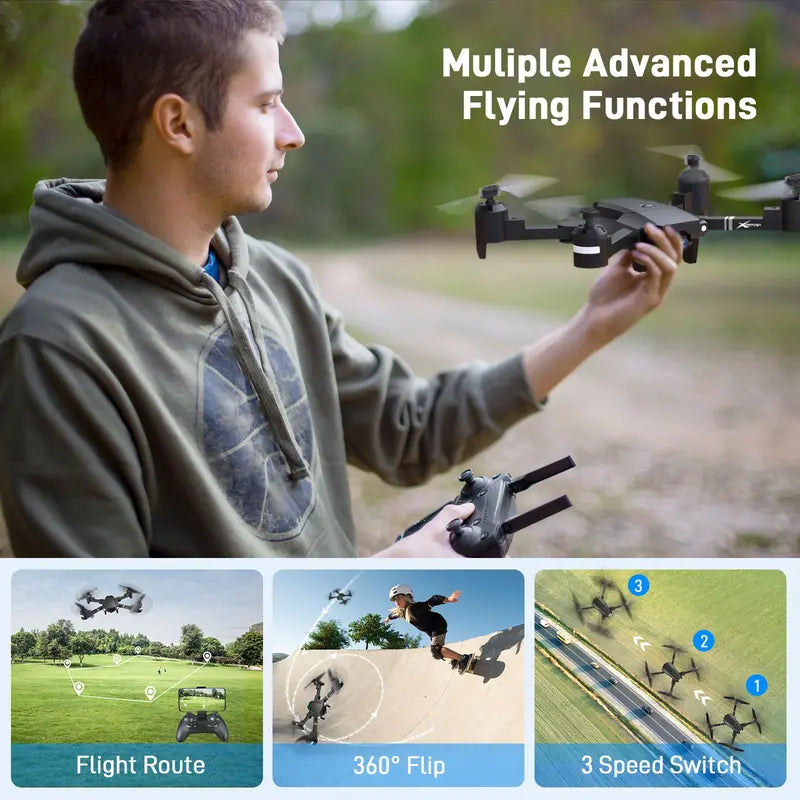 Drone with Camera for Adults, ATTOP 2K Live Video Camera Drone for Beginner Friendly with 1 Key Fly/Land/Return, Remote/Voice/Gesture/Gravity Control, FPV Drone W/ Safe Emergency Stop, 360° Flip, VR Mode, Carrying Case, 2 Batteries