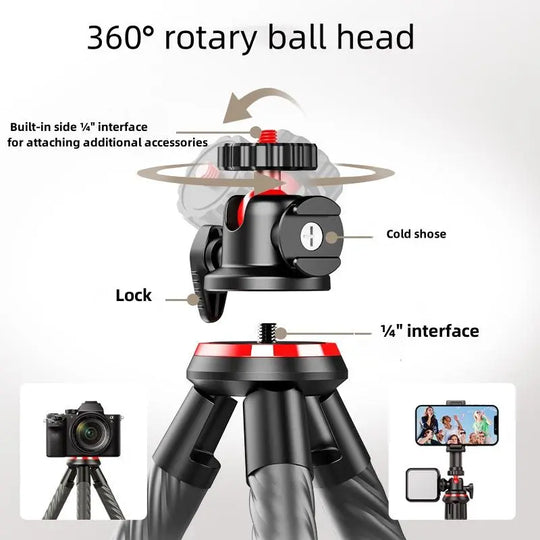 Portable Camera Tripod, Flexible Mini Camera Stand with Hidden Phone Clip, Universal Camera Accessories for Iphone 13 12 Pro Max XS Max X 8 Samsung Canon Nikon Sony Cameras, Music Festival (1 Count)