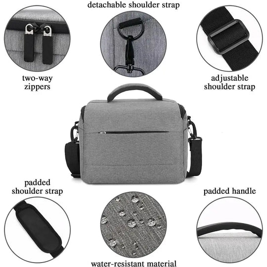 Solid Color Camera Bag, Portable Large Capacity Shoulder Bag for DSLR, AVCHD, NTSC, CCD, Lightweight Outdoor Photography Bag