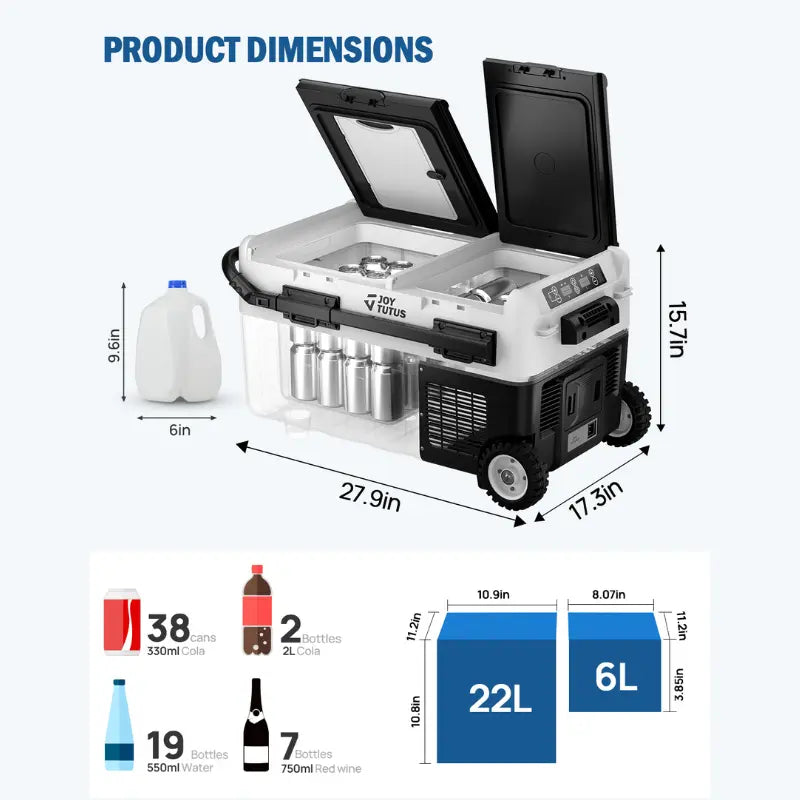 JOYTUTUS 12 Volt Refrigerator, 51 Quart (49L) Car Portable Refrigerator with Ice Cream Mode, Dual Zone & Dual System Electric Cooler Fridge, Camping Freezer for Truck