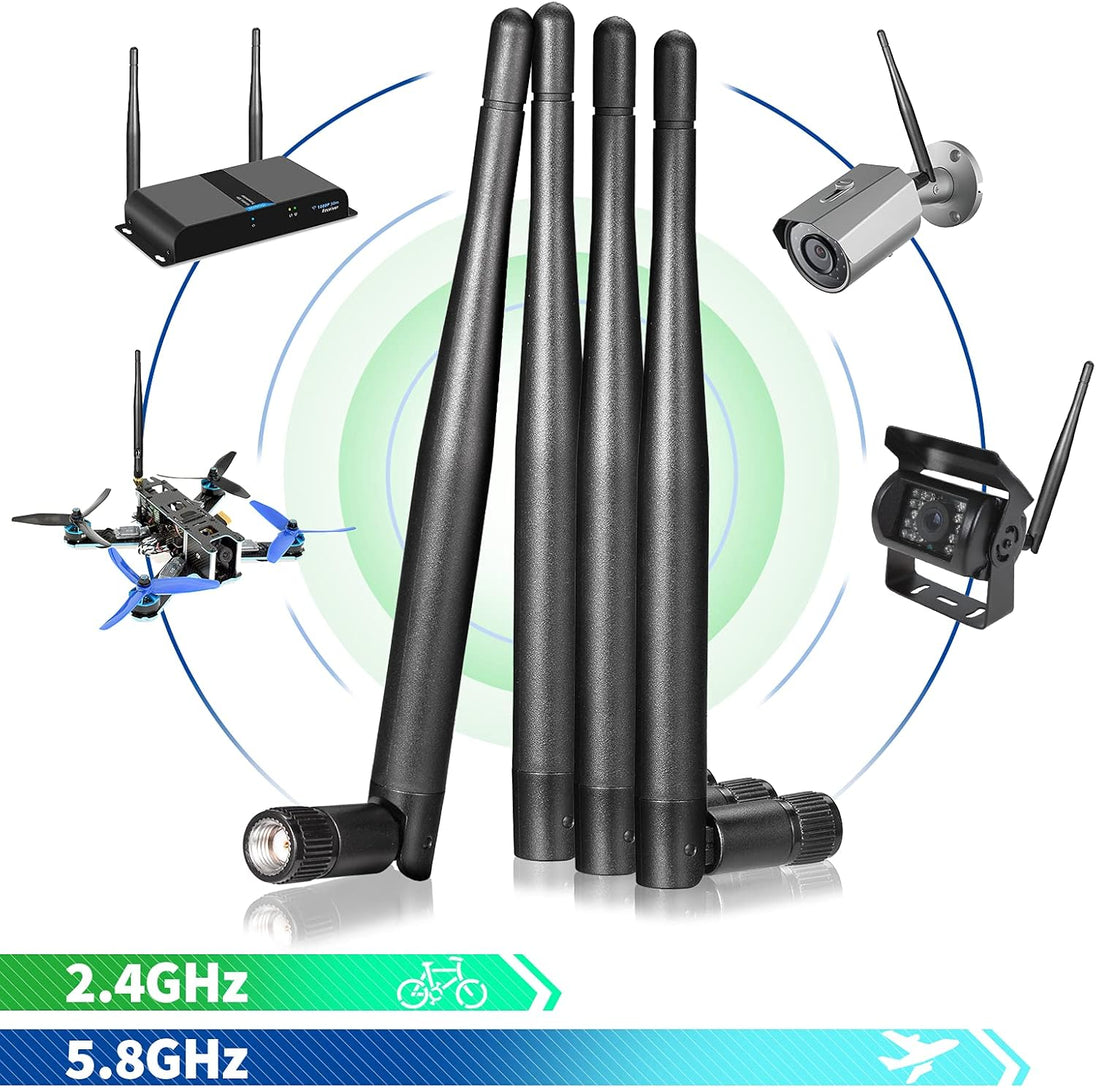Dual Band Wifi Antenna 2.4Ghz 5Ghz 5.8Ghz 3Dbi RP-SMA Male Antenna Replacement (4-Pack) for Wifi Router Wireless Network Card USB Adapter Security IP Camera Video Surveillance Monitor