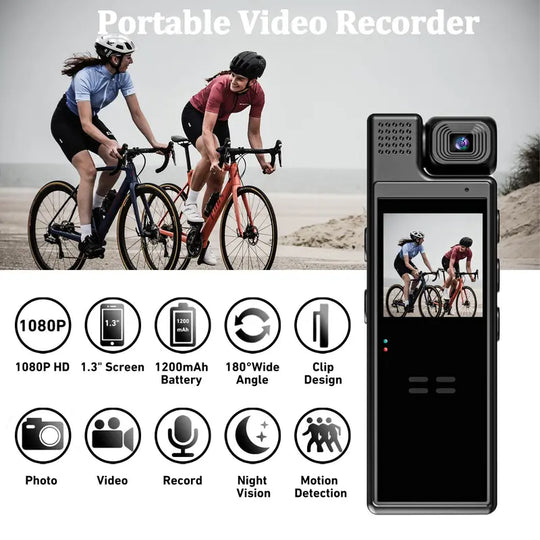 1080P HD Action Camera with USB Charging Back Clip - Portable Sports Video Recorder