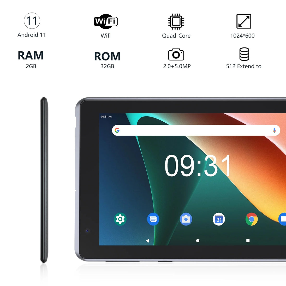 NOVOJOY 7 Inch Tablet, Tablet with Case, Android 11 Tablet PC, 32GB Storage 2GB RAM Tablets Quad-Core Processor Android 11 Tablet PC Dual Camera, Wifi, BT Computer Tablet.(With Tablet Cover)