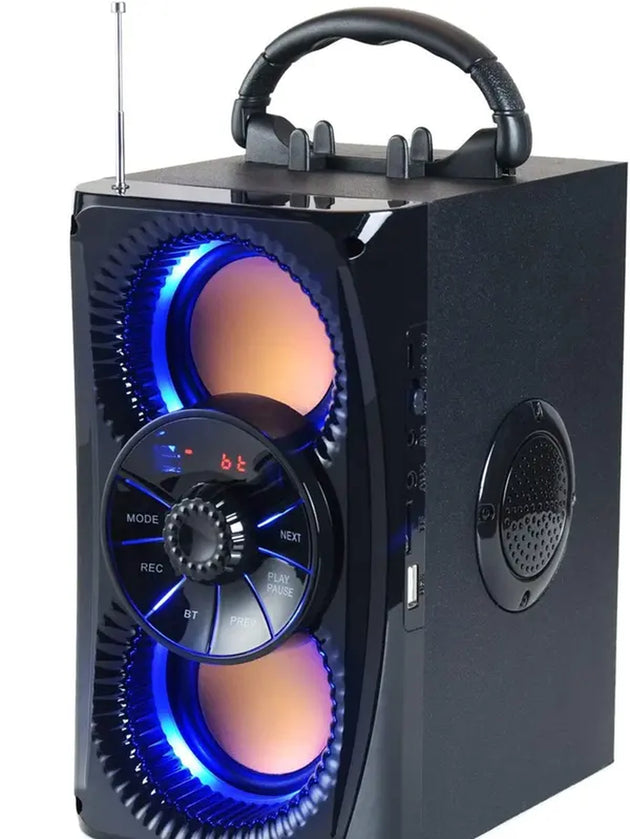 Bluetooth Speaker, Portable Wireless Speakers with Lights, 2 Double Subwoofer Heavy Bass, 2 Loud Speaker, FM Radio, SD Player, Suitable for Travel, Indoor and Outdoor