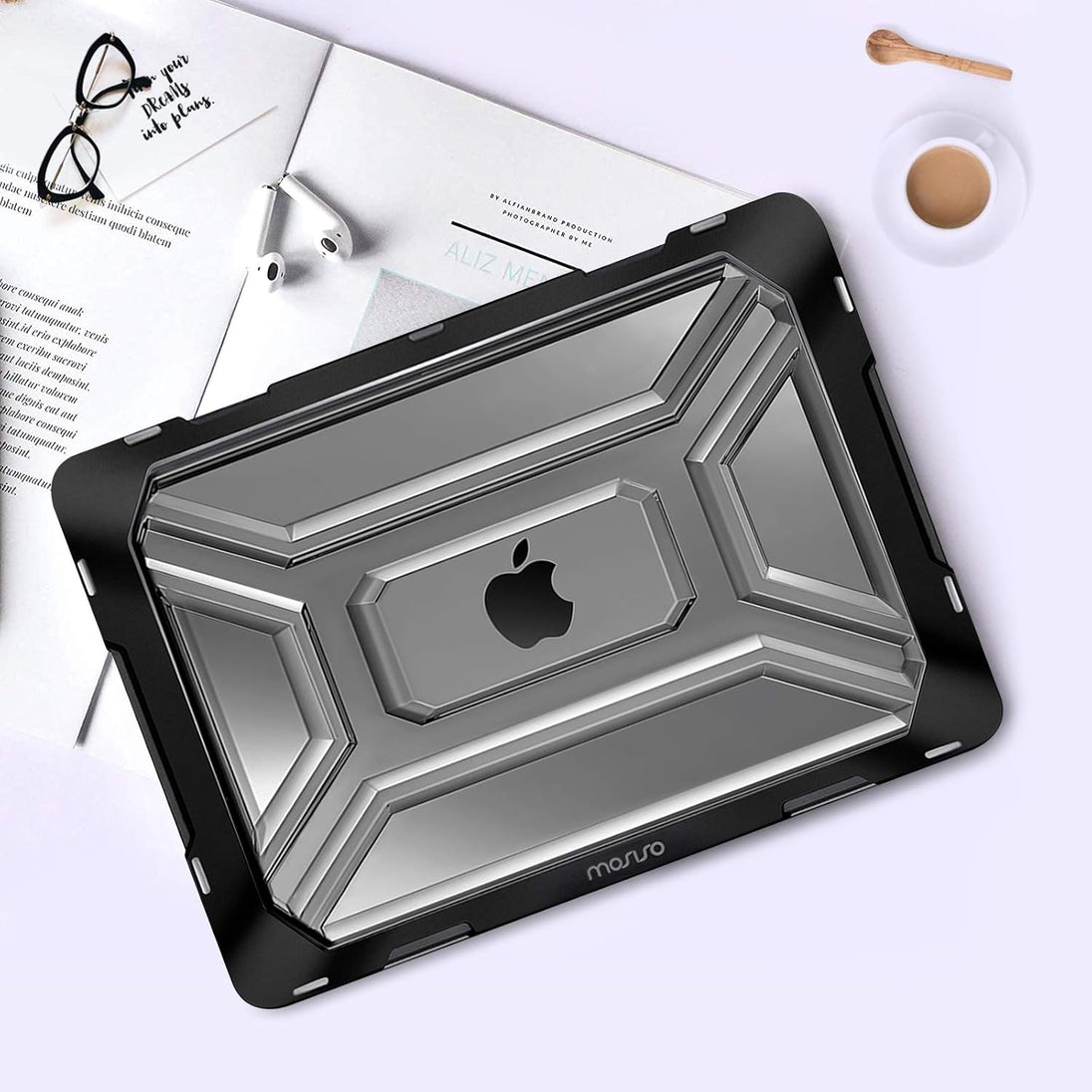 Compatible with Macbook Pro 13 Inch Case M2 2025 2024 2023 2022 2021 2020 A2338 M1 A2289 A2251 with Touch Bar, Heavy Duty Plastic Hard Shell Case with TPU Bumper&Keyboard Cover, Black
