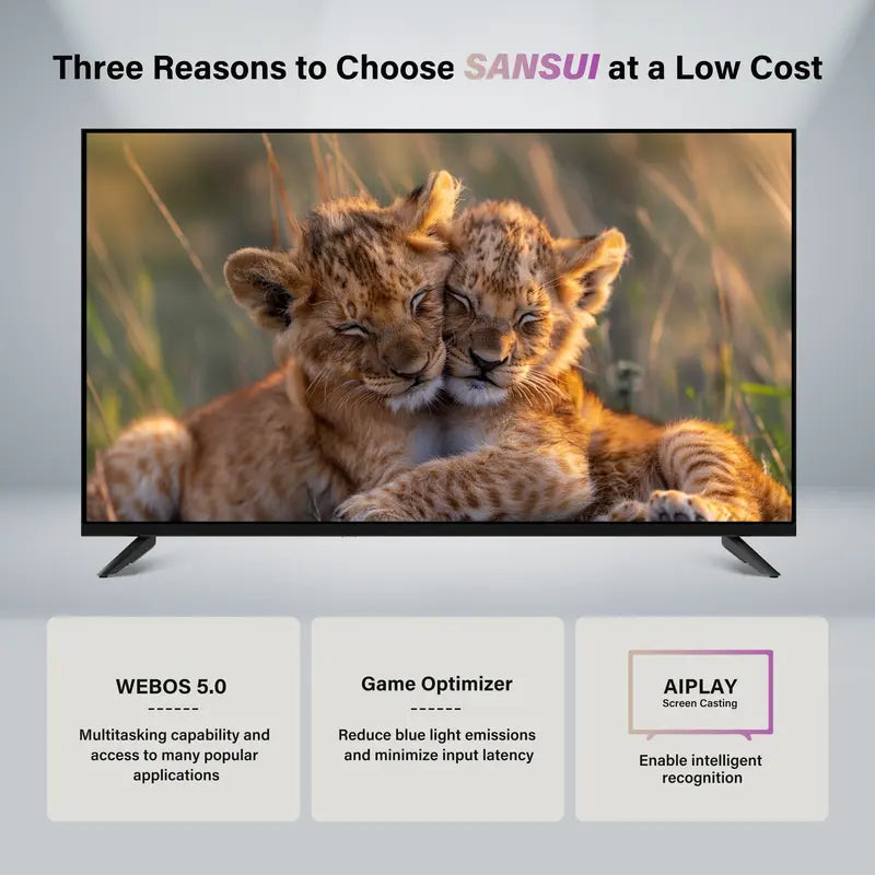 SANSUI 32 Inch HD Smart TV with Webos 5.0 720P LED Television with Music Card App & Game Optimizer