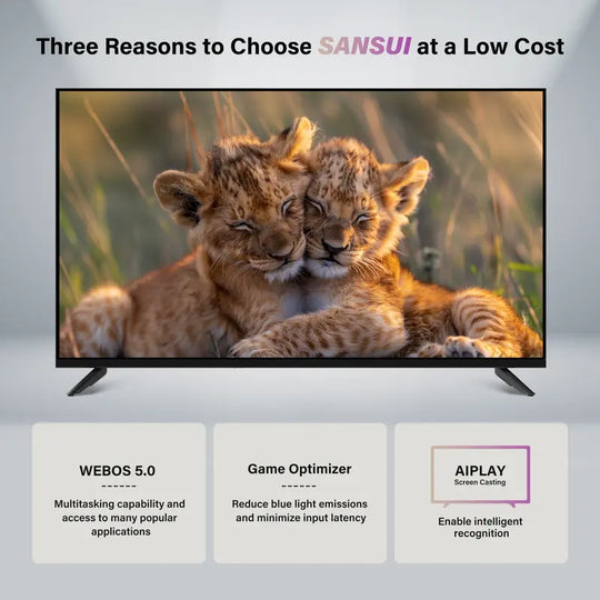 SANSUI 32 Inch HD Smart TV with Webos 5.0 720P LED Television with Music Card App & Game Optimizer