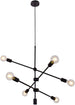 Sputnik Chandelier 6 Lights Modern Pendant Lighting Ceiling Light Fixture, Black, Bedroom Living Room Kitchen Hallway
