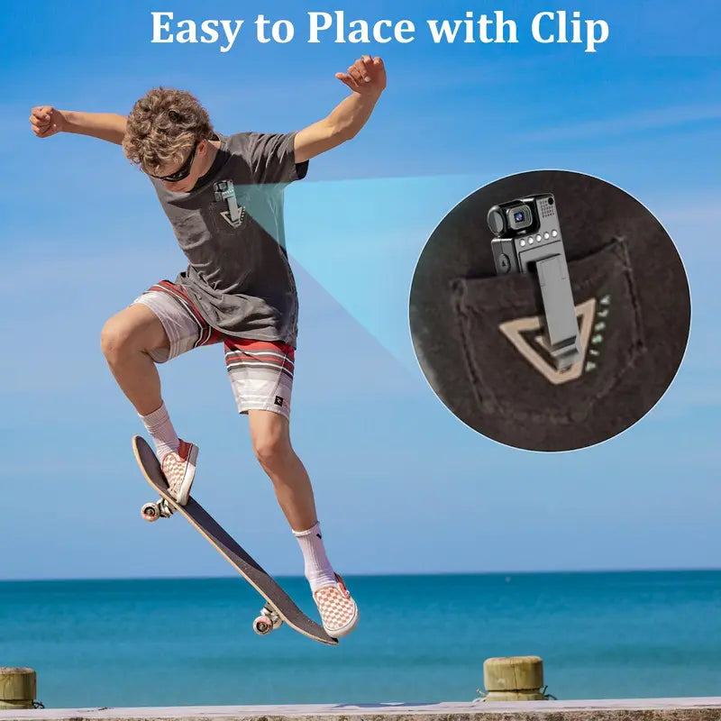 1080P HD Action Camera with USB Charging Back Clip - Portable Sports Video Recorder