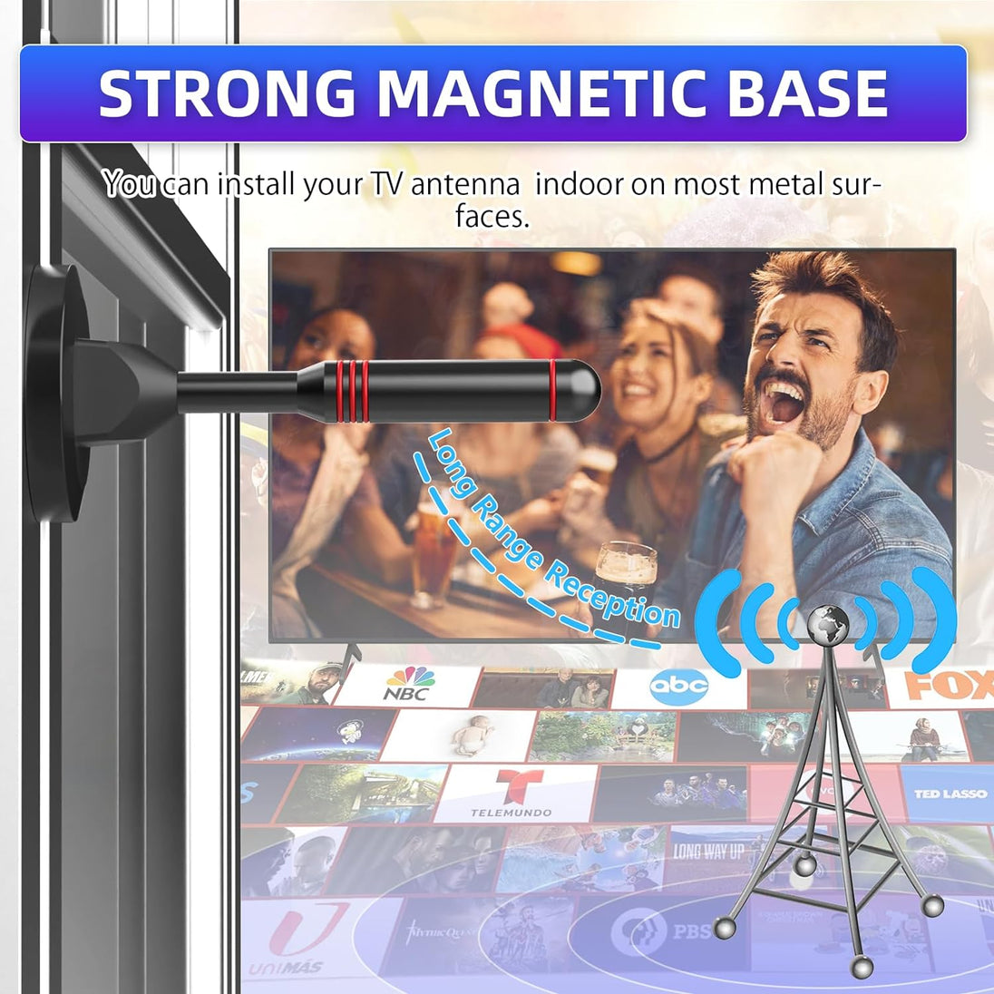 TV Antenna for Smart TV Indoor, 2024 Digital TV Antenna Indoor with Strong Magne