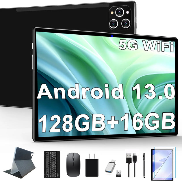 13 Tablet,10Inch 2025 Newest Tablet,Octa-Core Processor with 16GB (8+8 Expand) RAM+128GB ROM+1TB Expand,2.4G/5G Wifi Tablet with Keyboard,1920 * 1200 IPS Display Laptop Tablet,Black